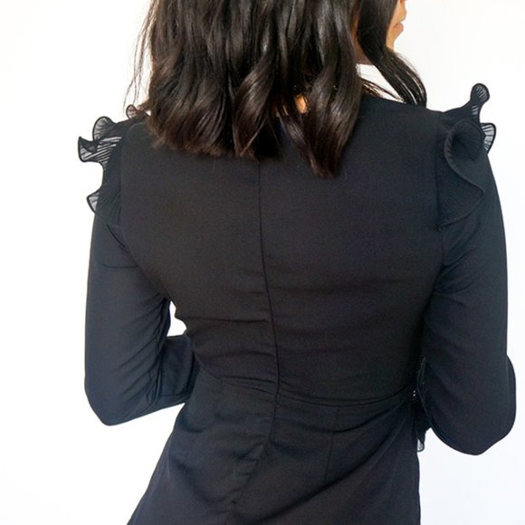 Black Full Coverage Ruffle Dress - Picture 4 of 4